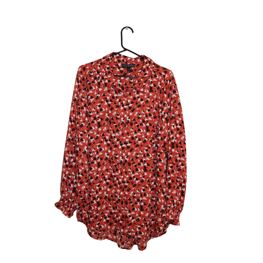 Lane Bryant Floral Print Blouse Top Womens Plus Size 18/20 Red Black White